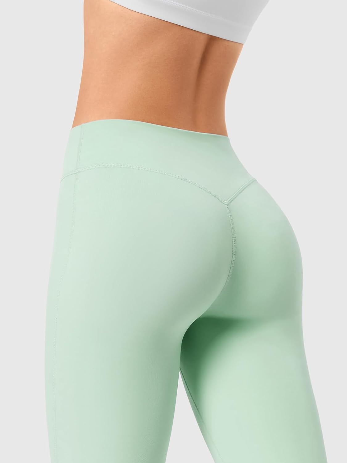 No Front Seam Leggings for Women with Tummy Control Cross Over Ruched Waistband Seamless for Workouts,Yoga,Gym